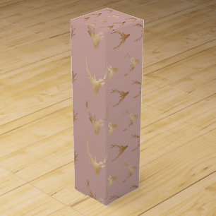 Golden Dear Head Blush Rose Holiday Wine Box