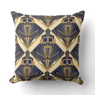 Golden Deco Radiance – Luxe Geometric Elegance Throw Pillow