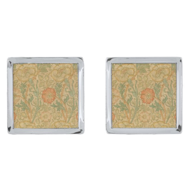 Golden Decorative Flowers Cufflinks (Front)