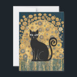 Golden Decorative Gustav Klimt Style Black Cat Art Postcard<br><div class="desc">This design is a stylized illustration of a black cat in the artistic manner of Gustav Klimt. The cat is depicted in a seated position, adorned with intricate, decorative patterns and motifs reminiscent of Klimt's signature style, incorporating geometric shapes, floral elements, and circular designs. The background features a golden, textured...</div>