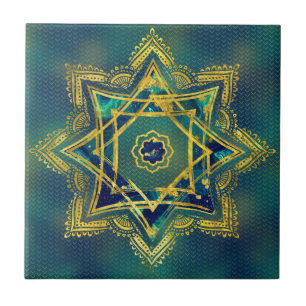 Golden Decorative Star of Lakshmi - Ashthalakshmi Ceramic Tile