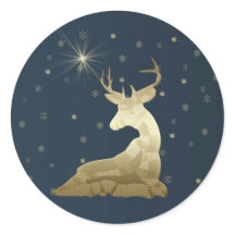 Golden Deer and Snowflakes