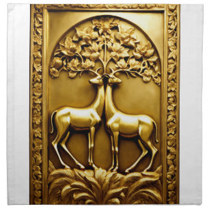 Golden Deer Elegance: Luxurious Napkins for a Rega