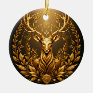 Golden Deer Emblem Ceramic Ornament