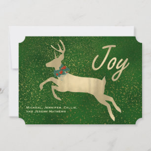 Golden Deer Joy Christmas Card