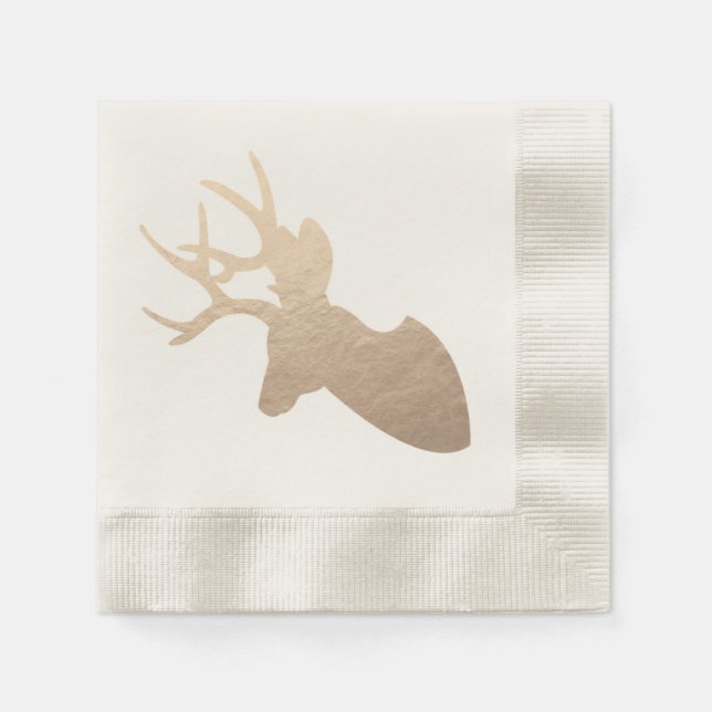 Golden Deer Silhouette Paper Napkins (Front)