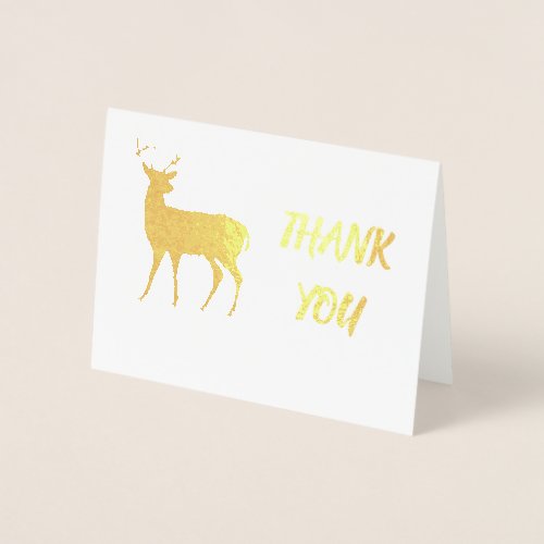 Golden Deer Silhouette  Simple Thank You Foil Card