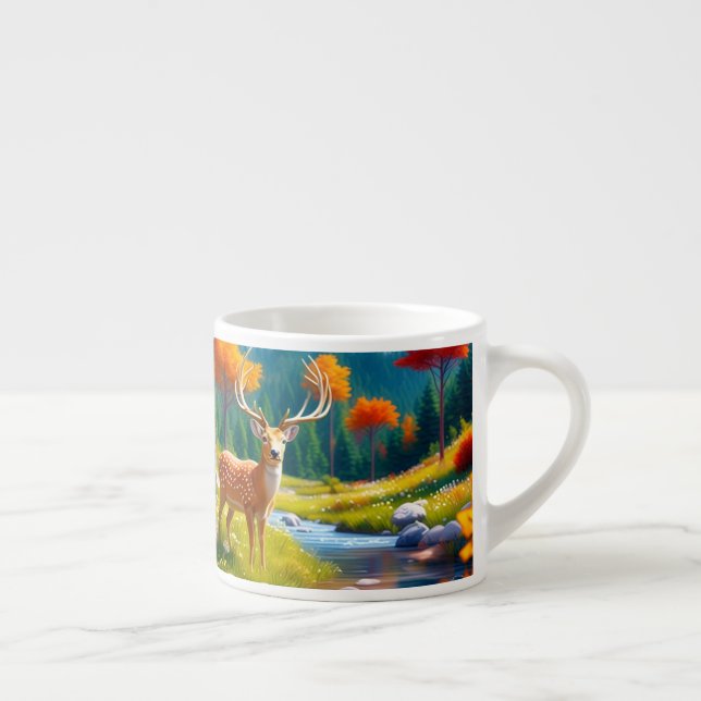 Golden Deer Standing in The Forest-47587 Espresso Cup (Right)