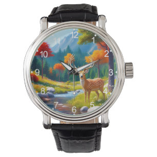 Golden Deer Standing in The Forest-47587 Watch