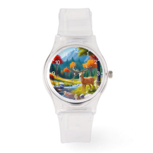 Golden Deer Standing in The Forest-47587 Watch