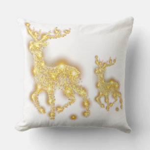 golden deer throw pillow
