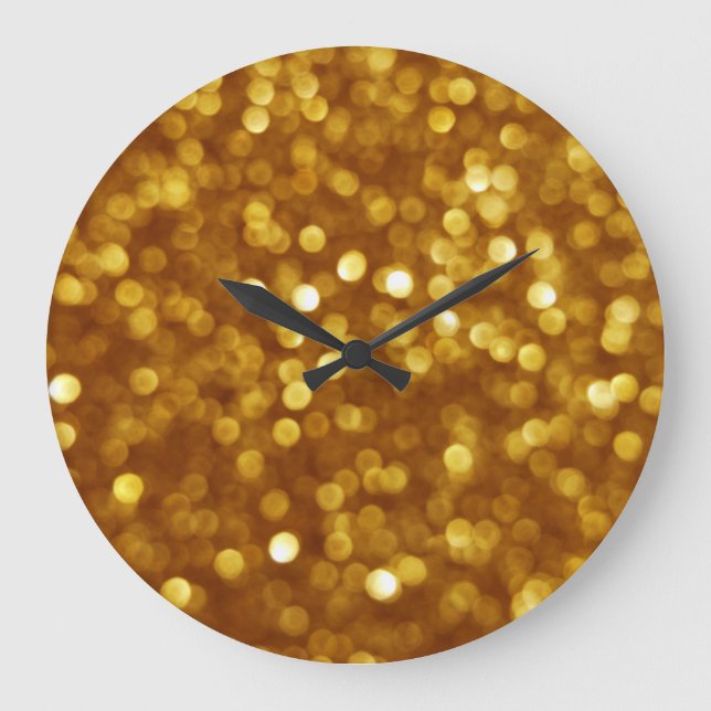 Golden defocused glitter, sparkling texture. large clock (Front)