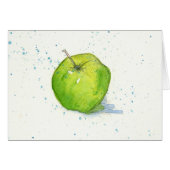 Golden Delicious Green Apple Watercolor Painting (Front Horizontal)