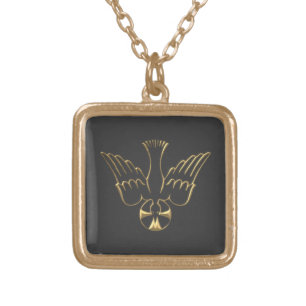 Golden Descent of The Holy Spirit Symbol Gold Plated Necklace