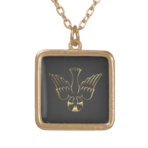 Golden Descent of The Holy Spirit Symbol Gold Plated Necklace