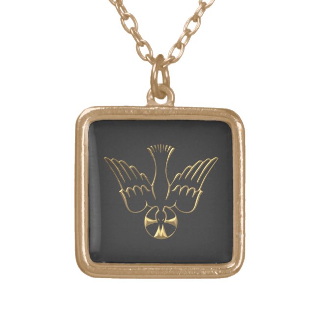 Golden Descent of The Holy Spirit Symbol Gold Plated Necklace (Front)