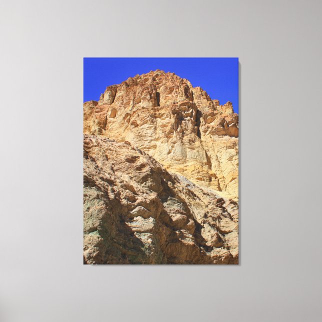 Golden Desert Cliff Under Blue Sky Canvas Print (Front)