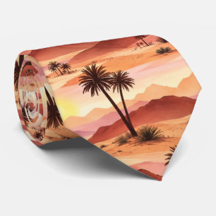 Golden Desert Sunrise Watercolor Neck Tie