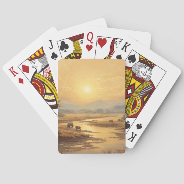 Golden Desert Sunset Dunes Playing Cards (Back)