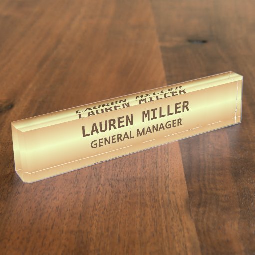 Golden Desk Name Plate Zazzle