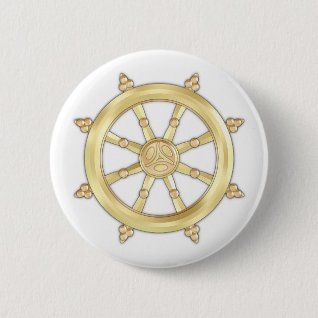 Golden Dharmacakra Button (Front)