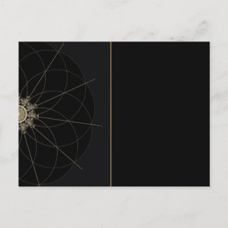 Golden Dial Steampunk Fractal Mandala Invitation Postcard