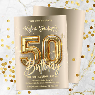 Golden Diamond Accents 50th Birthday Celebration Invitation