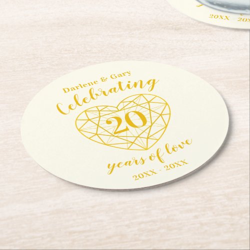 Golden diamond anniversary 20 years coasters