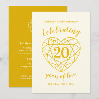 Golden diamond Anniversary 20 years invites