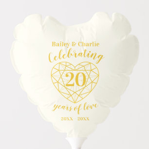 Golden diamond anniversary 20 years of love photo balloon