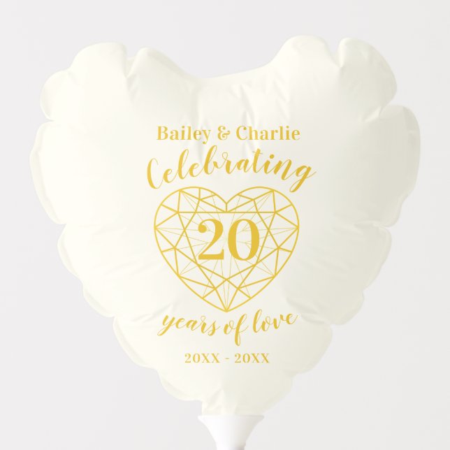 Golden diamond anniversary 20 years of love photo  balloon (Front)