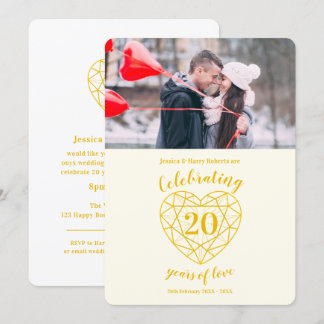 Golden Diamond Anniversary 20 years photo Invitation