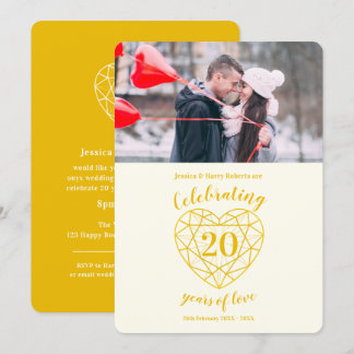 Golden Diamond Anniversary 20 years photo Invitation