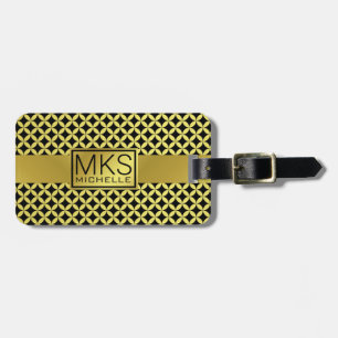 Golden Diamond Dot Monogrammed Luggage Tag