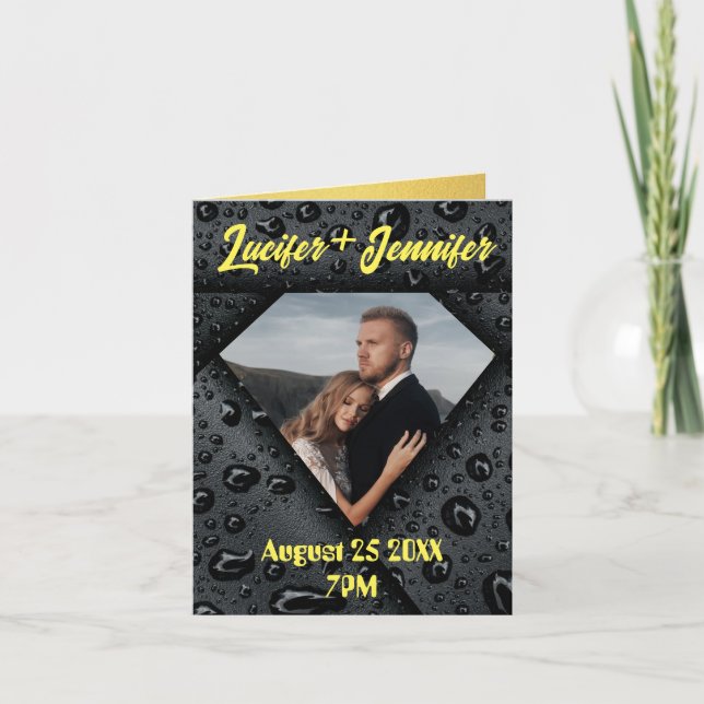 Golden Diamond Modern Elegant Customised Wedding Announcement (Front)