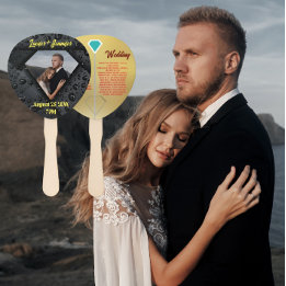 Golden Diamond Modern Elegant Customised Wedding Hand Fan