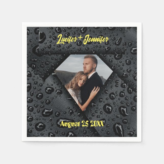 Golden Diamond Modern Elegant Customised Wedding  Napkins (Front)