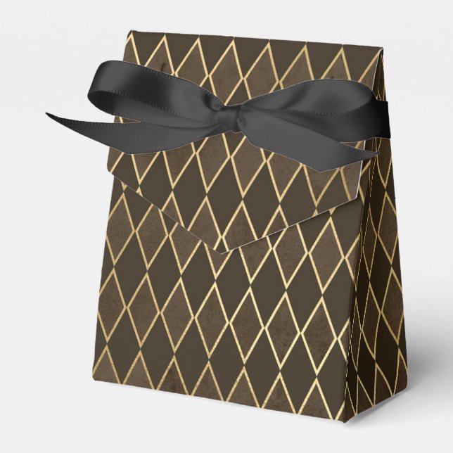 Golden Diamond Pattern Favor Boxes (Front Side)
