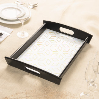Golden Diamond Patterned Large, Black Serving Tray