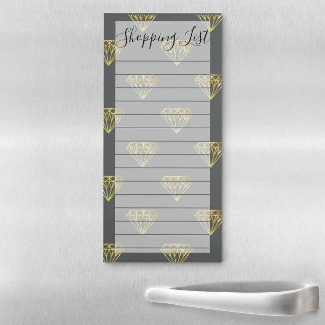 Golden Diamond Shopping List Magnetic Notepad (In Situ)