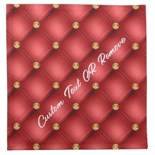 Golden Diamond Tufted Leather Custom Text Name Red Cloth Napkin