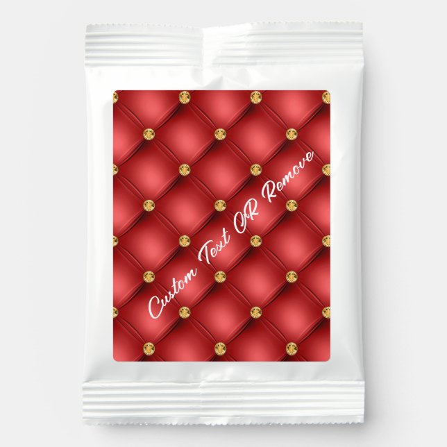 Golden Diamond Tufted Leather Custom Text Name Red Margarita Drink Mix (Front)