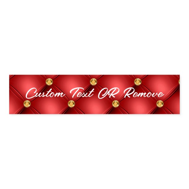 Golden Diamond Tufted Leather Custom Text Name Red Napkin Bands (Unfolded)
