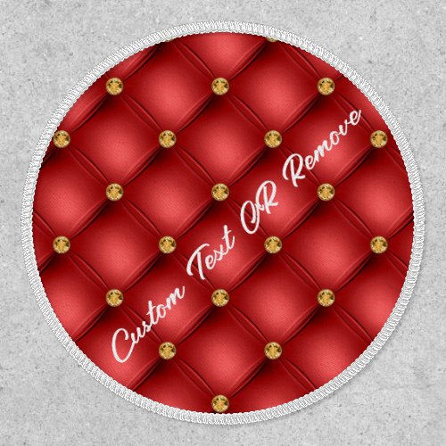 Golden Diamond Tufted Leather Custom Text Name Red Patch