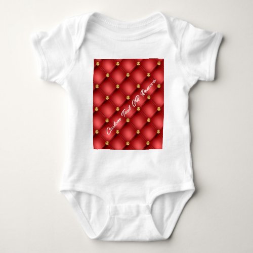 Golden Diamond Tufted Leather Your Text Name Red Baby Bodysuit