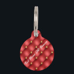 Golden Diamond Tufted Red Leather Custom Text Name Pet ID Tag<br><div class="desc">Golden Diamond Tufted Leather Custom Text Name Red Gold Personalized Gift - Choose / Add Your Favorite Text - Name OR Remove text - Make Your Special Gift - Resize and move or remove and add text / elements with Customization tool. Choose your favorite Font / Size / Color !...</div>