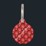Golden Diamond Tufted Red Leather Custom Text Name Pet ID Tag<br><div class="desc">Golden Diamond Tufted Leather Custom Text Name Red Gold Personalized Gift - Choose / Add Your Favorite Text - Name OR Remove text - Make Your Special Gift - Resize and move or remove and add text / elements with Customization tool. Choose your favorite Font / Size / Color !...</div>