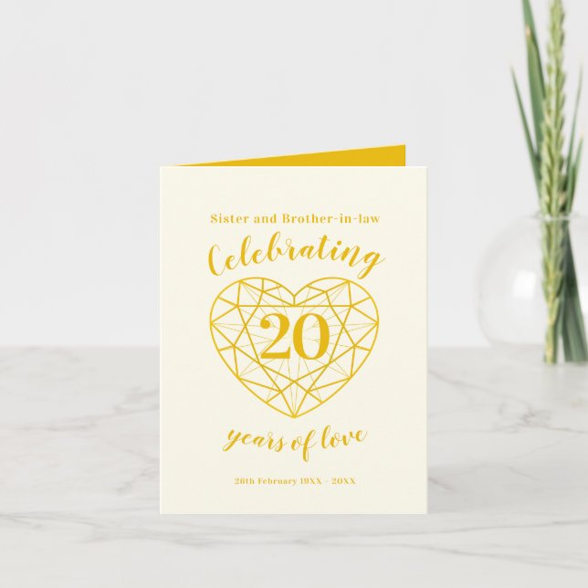 Golden diamond wedding anniversary 20 years card (Front)