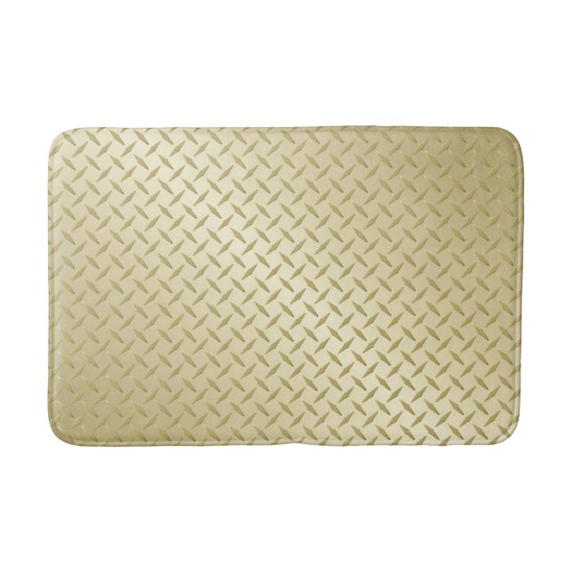 Golden Diamondplate Metal Look Bathroom Mat (Front)
