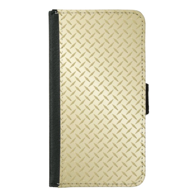 Golden Diamondplate Metal Look Samsung Galaxy Wallet Case (Front)